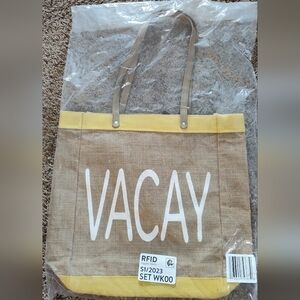 No Boundaries burlap large tote